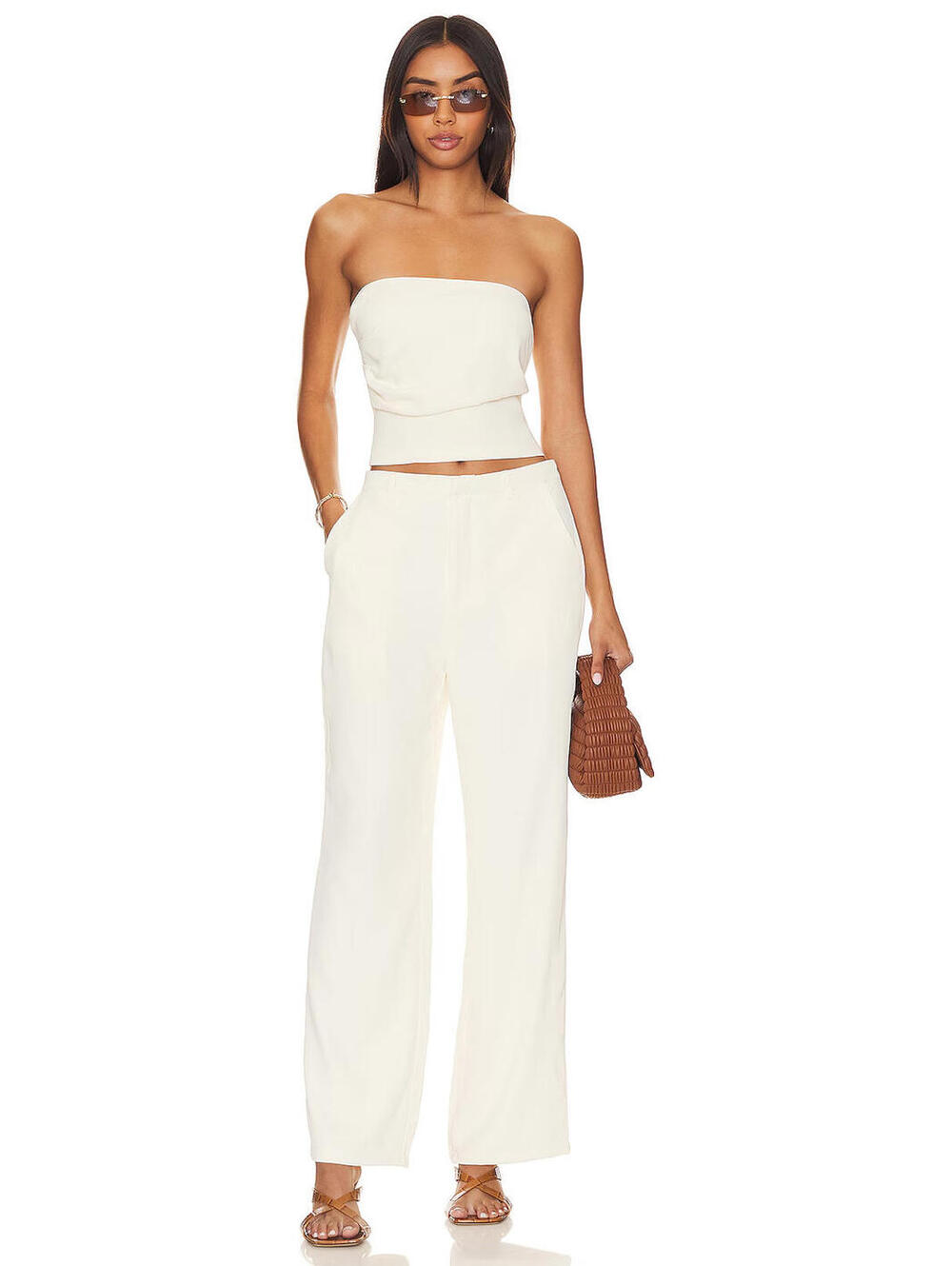 Revolve SNDYS Roma Pants in Ivory  Wide Leg Trousers size XXS NWT $148 msrp - Picture 4 of 10